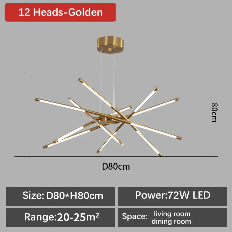 Chandelier Araignée Contemporain – Design Adjustable et Polyvalent avec 6 à 12 Lumières Éclairantes