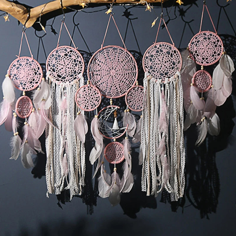 Exquisite set of 5 handmade bohemian dreamcatchers – Add elegance and tranquility to your space