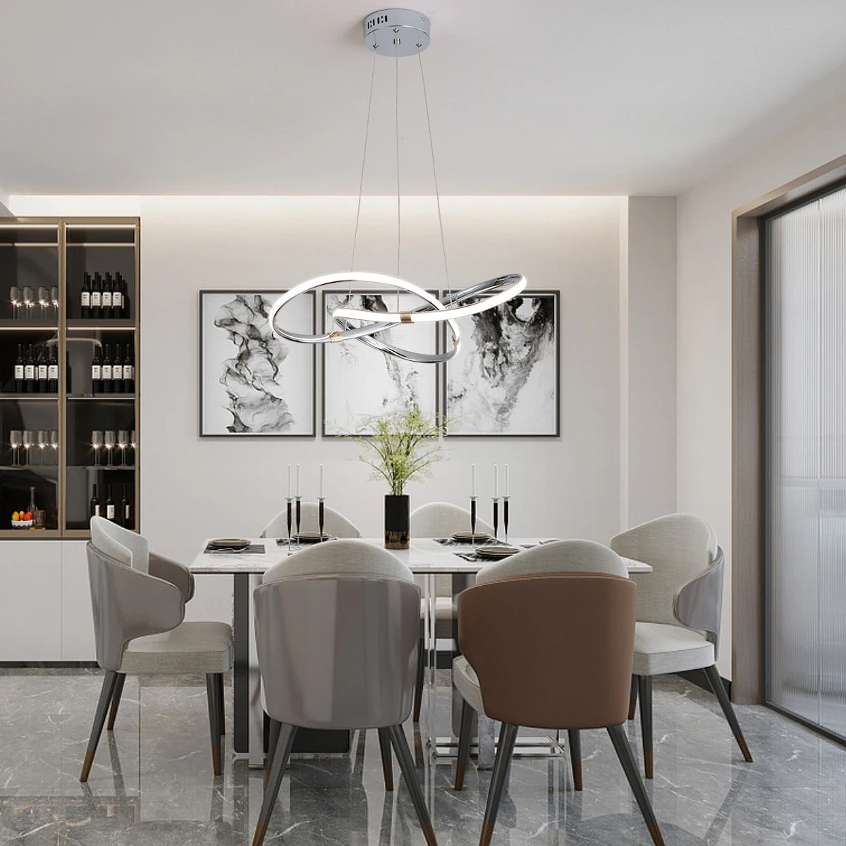 Lustre LED Marion Élégant – Superbe Suspension Noir et Or Parfaite pour les Espaces Chaleureux