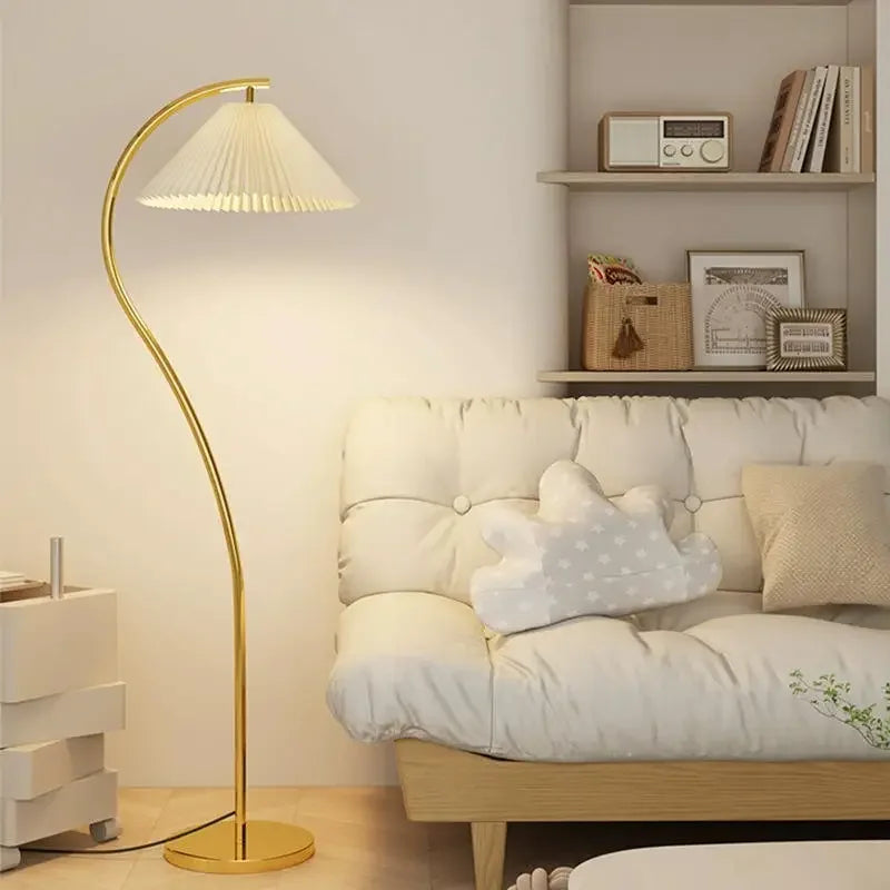 Elegant LED fabric floor lamp - Versatile foldable design with customizable lighting options