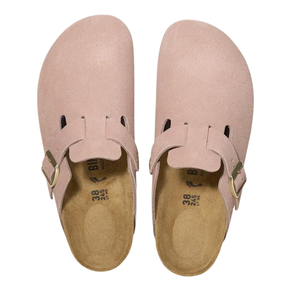 Sabots Unisex en Cuir Suédé Rose Clair avec Semelle EVA Flexible – Confort Élégant pour un Usage Quotidien