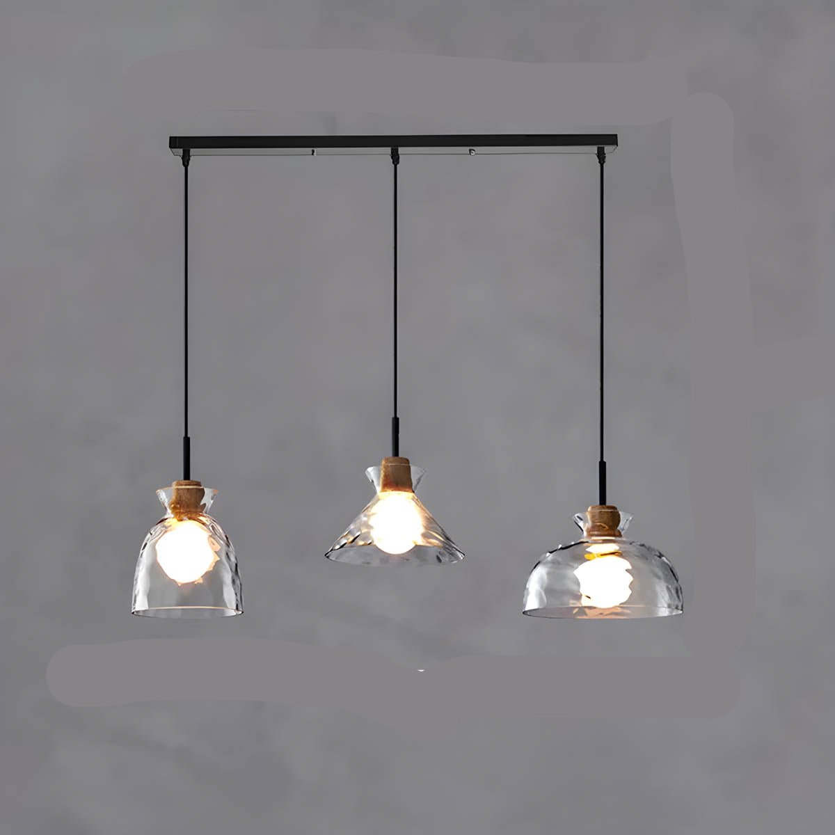 Suspension en verre élégante Tokyo – Luminaire de plafond minimaliste disponible en 1 ou 3 têtes