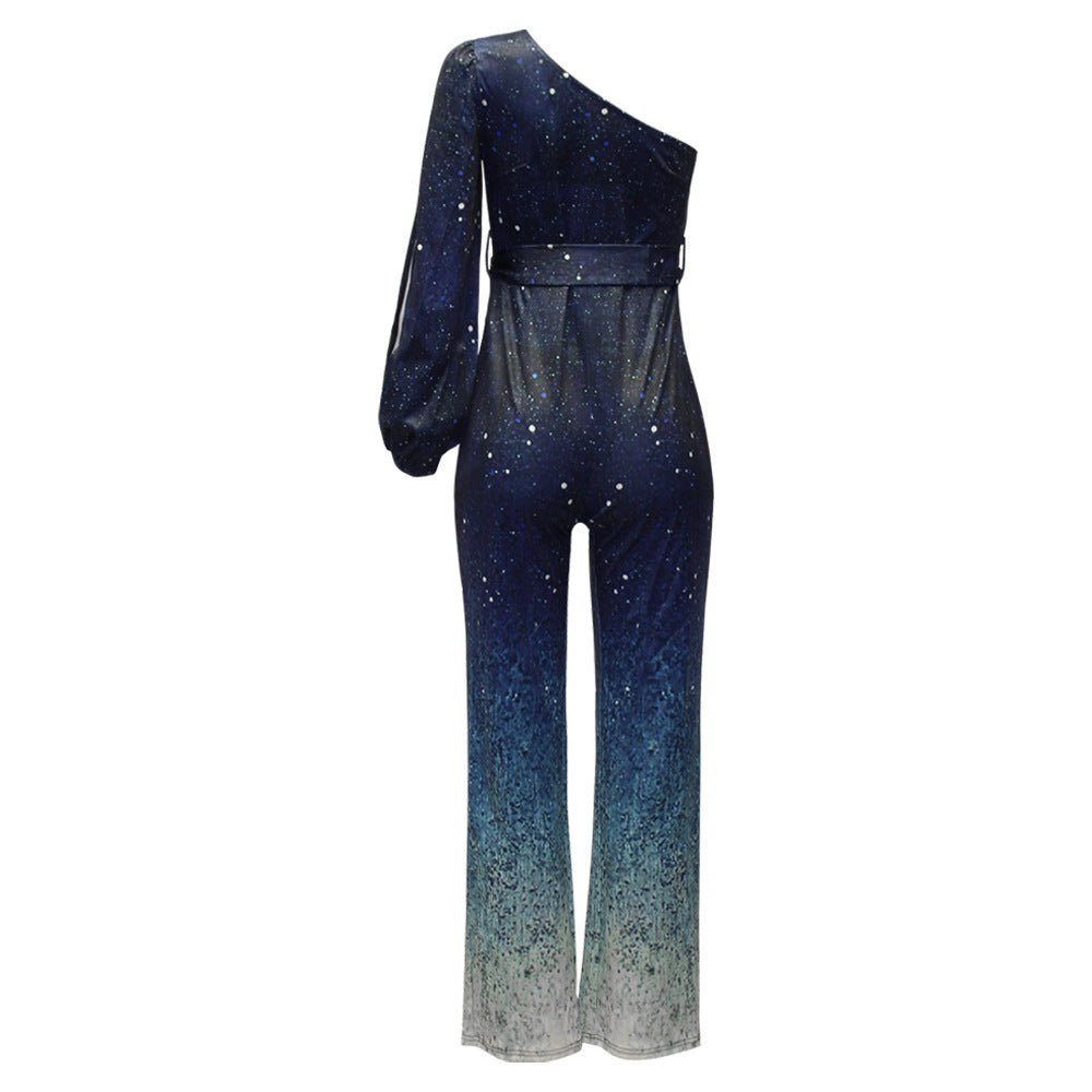 Tenue de Fête Femme Disco Rétro à Une Manche avec Pantalon Ombre – Style Années 70 pour Événements et Fêtes