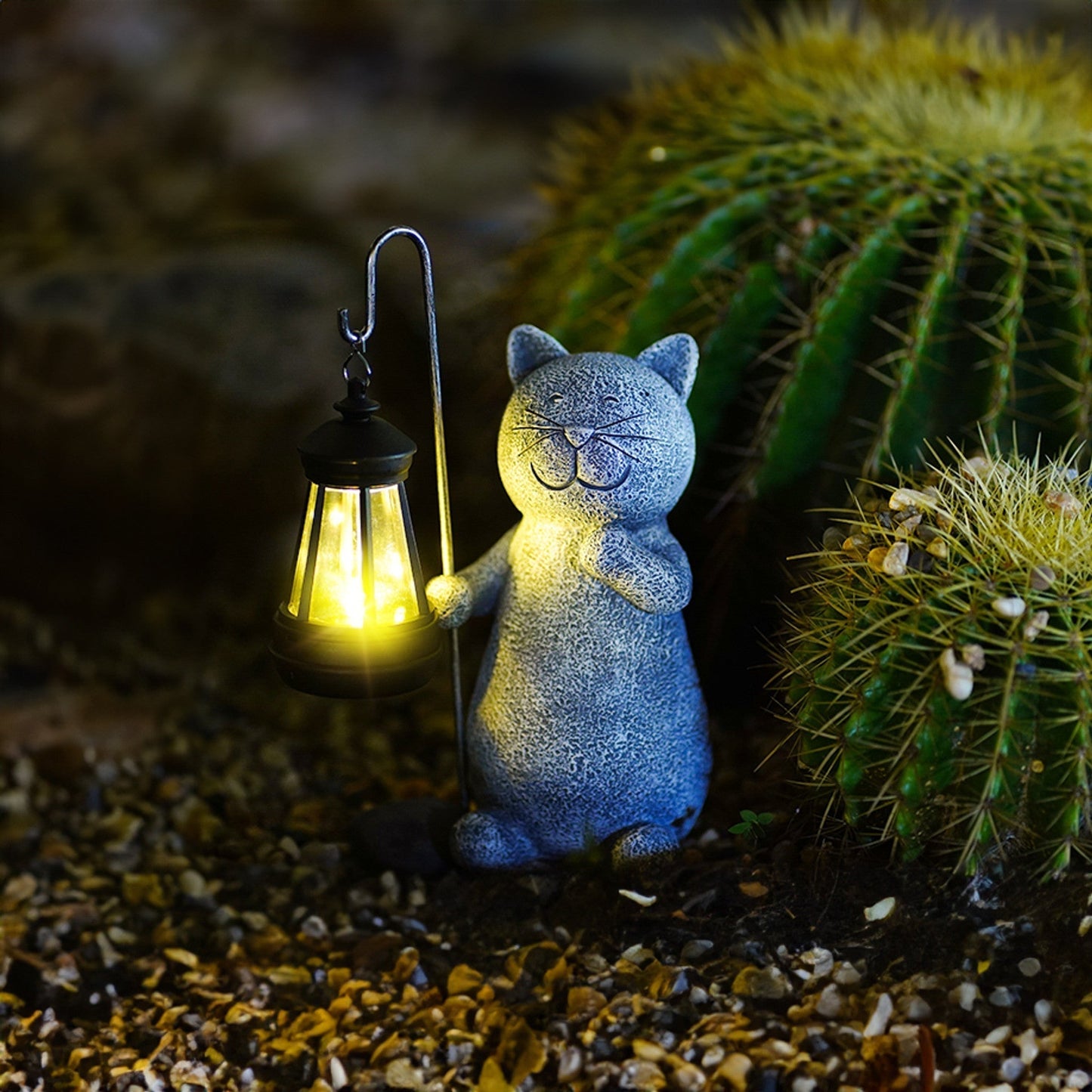 Statue de chat solaire dorée enchantée - Décor extérieur époustouflant avec lumières LED illuminantes