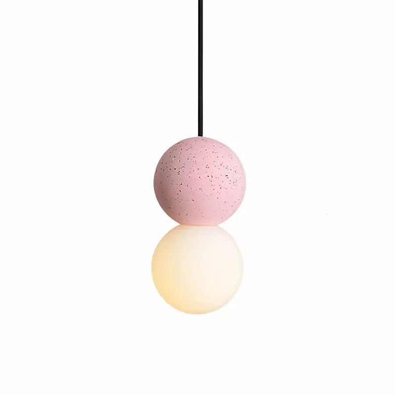 Magnifique Suspension Origo – Style Géométrique Moderne Fabriquée en Pierre Volcanique avec un Élégant Diffuseur en Verre Opale