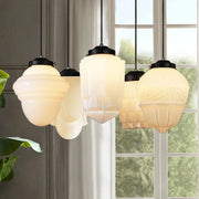 Élégante suspension en verre blanc givré géométrique inspirée des vintage – Une touche d'élégance pour votre espace