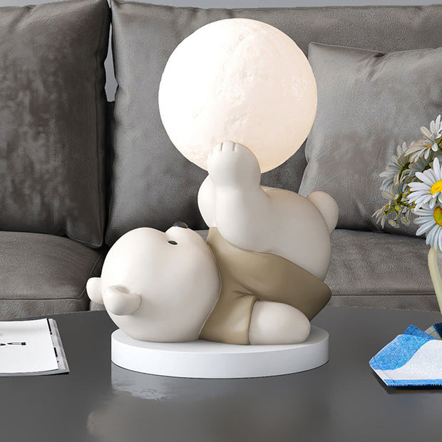 Dreamy Teddy Bear and Moon Table Lamp – The ideal soothing night light for children and an adorable nursery decoration