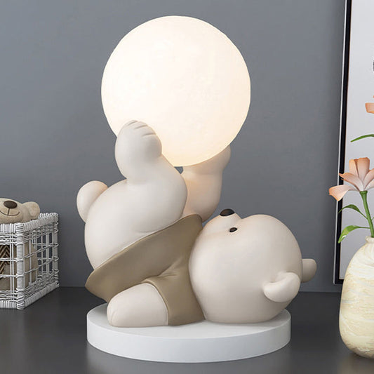 Lampe de table Ours en peluche Rêveur et Lune – La lumière nocturne apaisante idéale pour les enfants et une décoration de crèche adorable