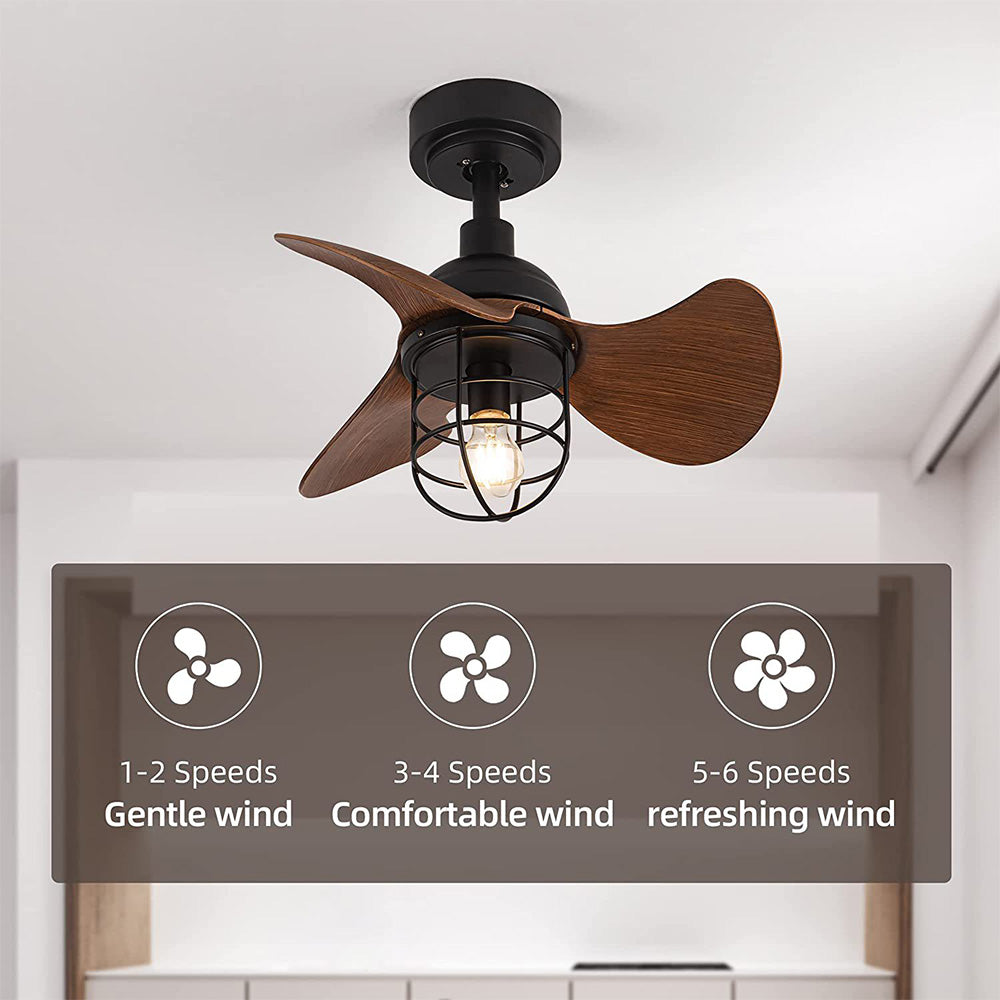 Ventilateur de plafond en noyer foncé élégant avec lumière intégrée – Parfait pour les espaces chaleureux