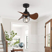 Ventilateur de plafond en noyer foncé élégant avec lumière intégrée – Parfait pour les espaces chaleureux