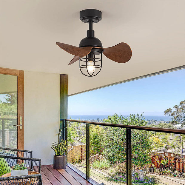 Ventilateur de plafond en noyer foncé élégant avec lumière intégrée – Parfait pour les espaces chaleureux