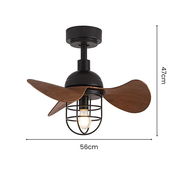 Ventilateur de plafond en noyer foncé élégant avec lumière intégrée – Parfait pour les espaces chaleureux