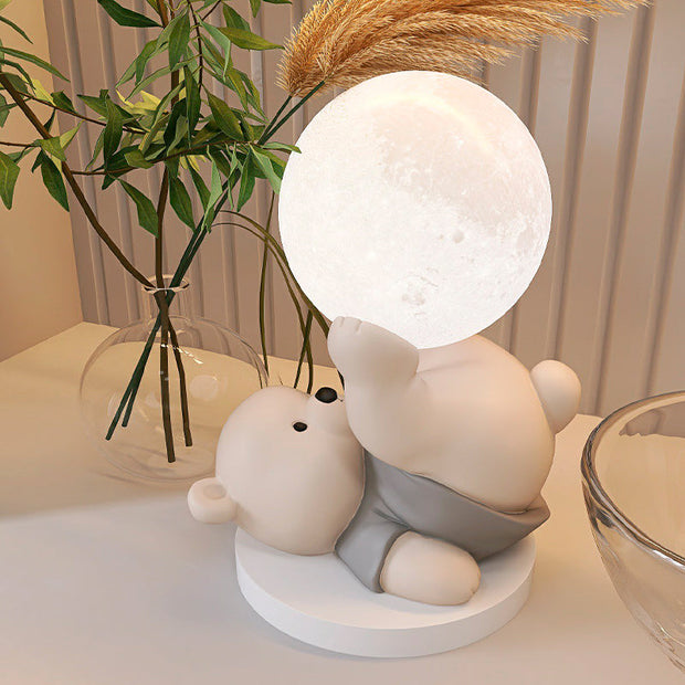 Dreamy Teddy Bear and Moon Table Lamp – The ideal soothing night light for children and an adorable nursery decoration