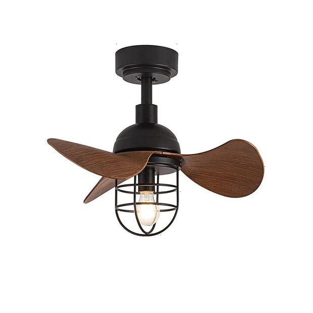 Ventilateur de plafond en noyer foncé élégant avec lumière intégrée – Parfait pour les espaces chaleureux
