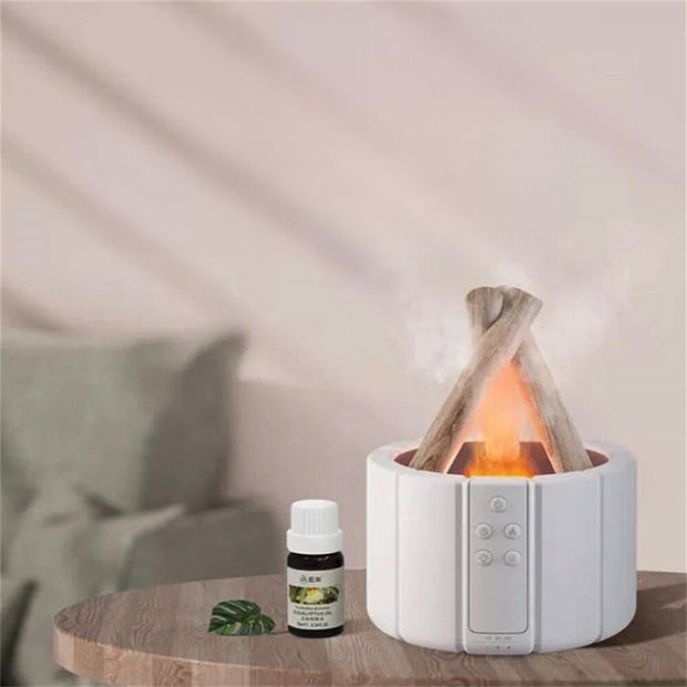 Versatile LED flame effect table lamp – Illuminating humidifier and aromatherapy diffuser in one device