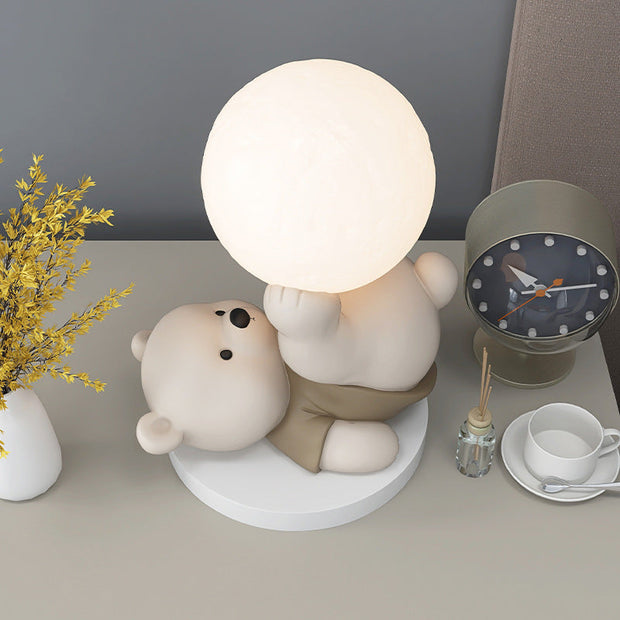 Dreamy Teddy Bear and Moon Table Lamp – The ideal soothing night light for children and an adorable nursery decoration