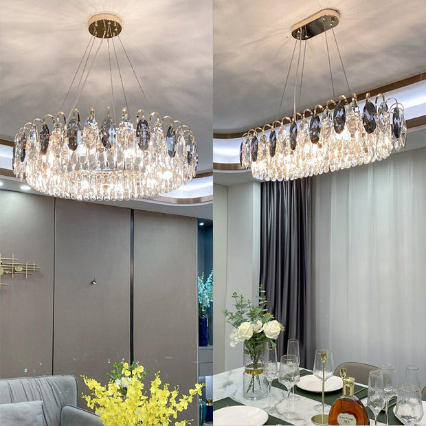 Elegant K9 crystal chandelier – Dazzling rose gold LED light with dimmable function (Available in different sizes)