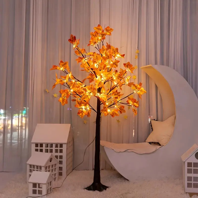 Décor de l'Arbre d'Érable LED Enchanteur - Embrassez l'Automne avec une Douce Lumière Chaleureuse