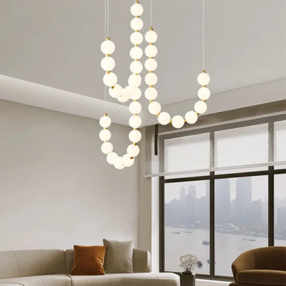 Exquisite Beaded Chandelier – Elegant LED Lighting in Metal and Acrylic (H65 cm)
