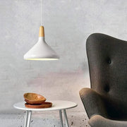 Fancy French macaron cone pendant – Elegant aluminum and wood lamp for a stylish touch