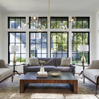 Sleek Sputnik Bifurcation Chandelier – Contemporary Elegance in Blown Glass and Metal