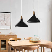 Fancy French macaron cone pendant – Elegant aluminum and wood lamp for a stylish touch
