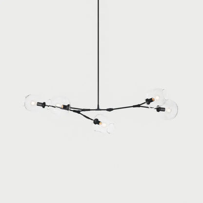 Sleek Sputnik Bifurcation Chandelier – Contemporary Elegance in Blown Glass and Metal