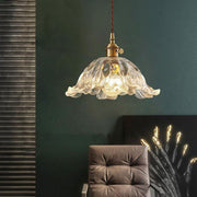 Glass Suspension Inspired by Flowers – Chic Pendant Lamp with Luxurious Gold Accent