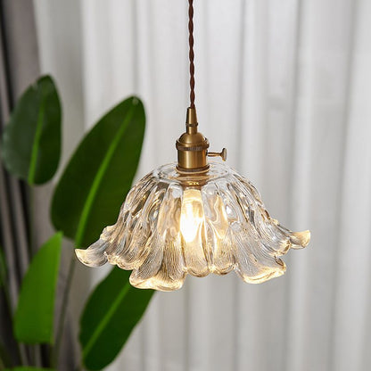 Suspension en Verre Inspirée des Fleurs – Lampe Suspendue Chic avec Accent Doré Luxueux