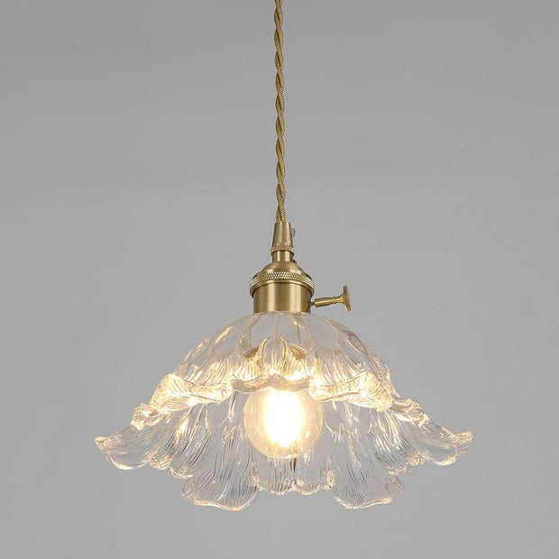 Glass Suspension Inspired by Flowers – Chic Pendant Lamp with Luxurious Gold Accent