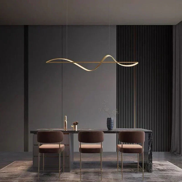 Elegant Whisper Linear Chandelier – Modern LED Lighting in Metal and Acrylic