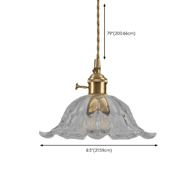 Glass Suspension Inspired by Flowers – Chic Pendant Lamp with Luxurious Gold Accent