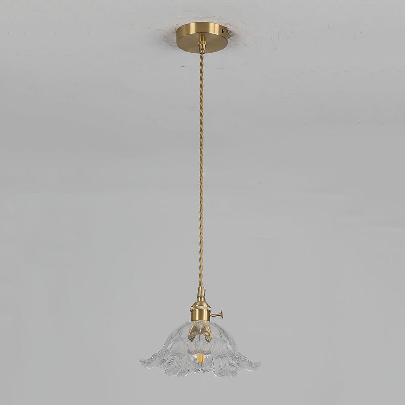 Suspension en Verre Inspirée des Fleurs – Lampe Suspendue Chic avec Accent Doré Luxueux