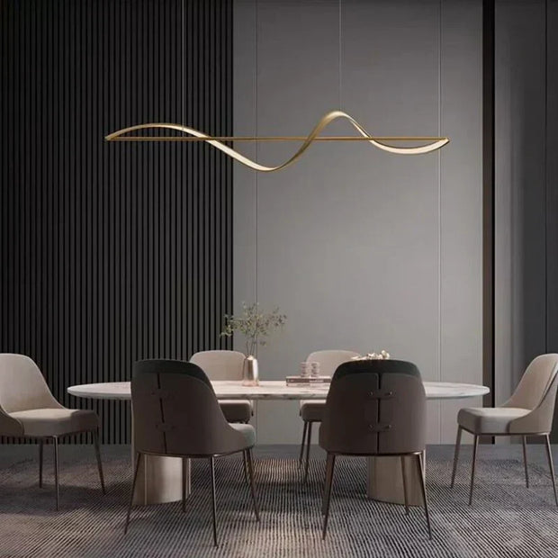 Elegant Whisper Linear Chandelier – Modern LED Lighting in Metal and Acrylic