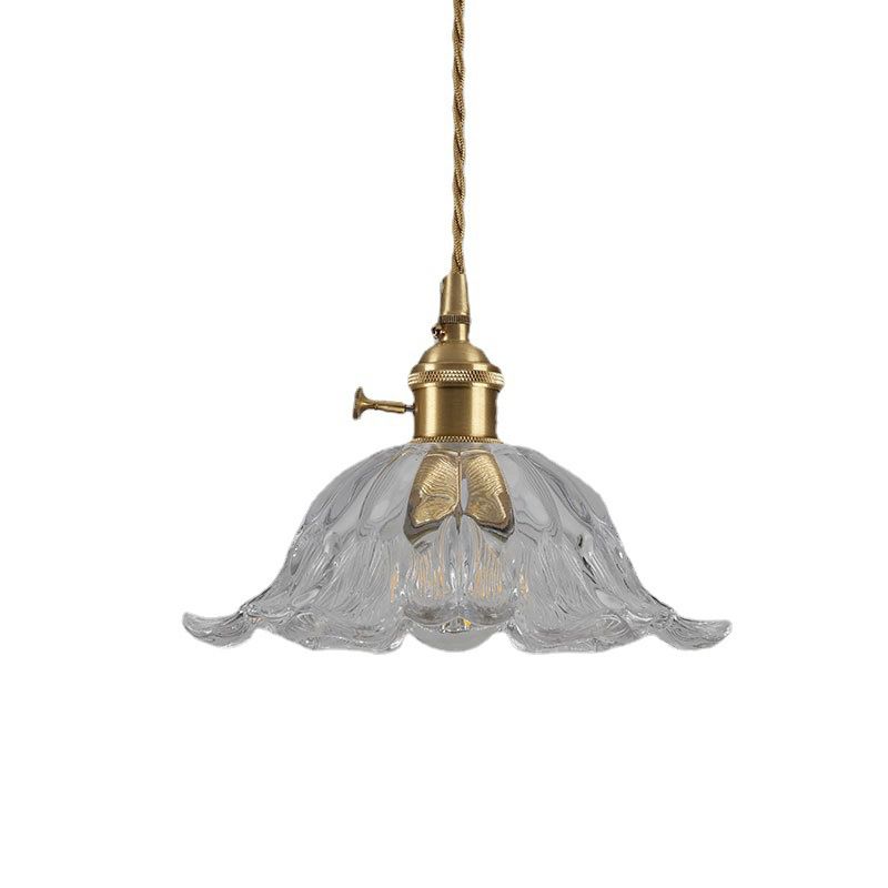 Suspension en Verre Inspirée des Fleurs – Lampe Suspendue Chic avec Accent Doré Luxueux