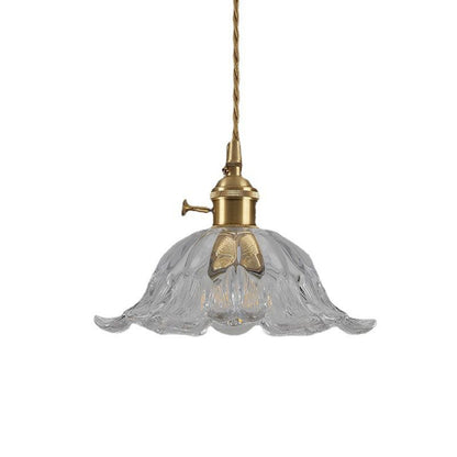 Suspension en Verre Inspirée des Fleurs – Lampe Suspendue Chic avec Accent Doré Luxueux