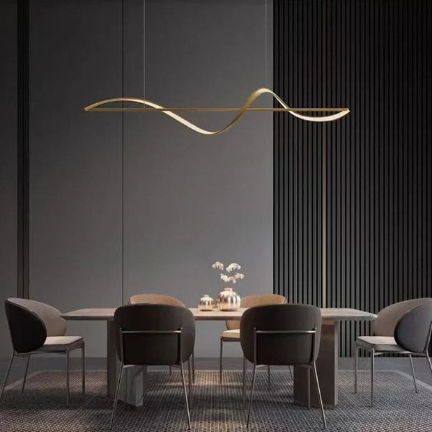Elegant Whisper Linear Chandelier – Modern LED Lighting in Metal and Acrylic
