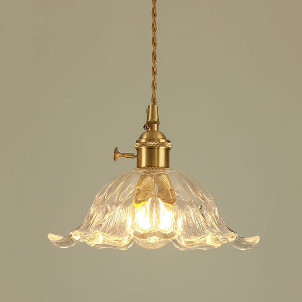 Glass Suspension Inspired by Flowers – Chic Pendant Lamp with Luxurious Gold Accent