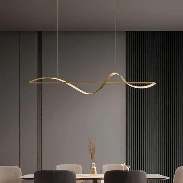 Elegant Whisper Linear Chandelier – Modern LED Lighting in Metal and Acrylic