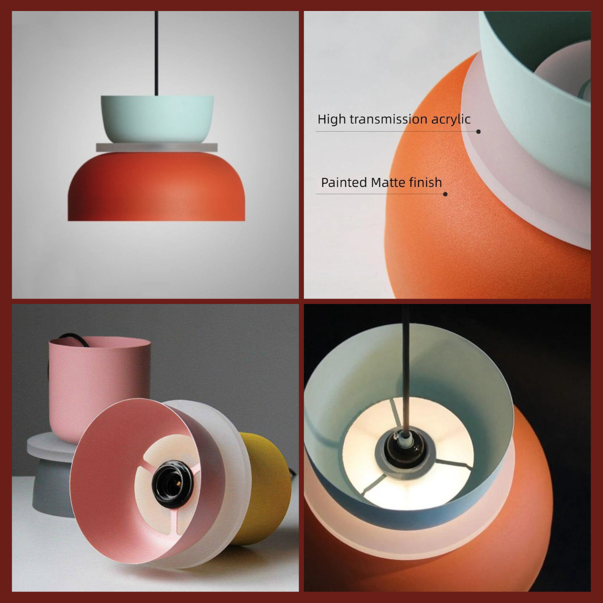 Luminaire Pendentif Macaron Nordic Élégant – Élégance Scandinave en Aluminium et Acrylique pour Votre Cuisine et Salon