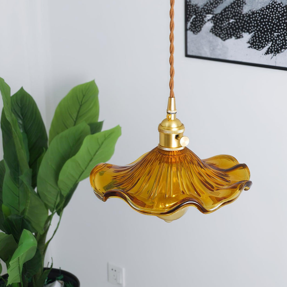 Elegante LED-hanglamp van glas met bloemen – Ontwerp geïnspireerd op bloei voor een warme en gastvrije sfeer (compatibel met E27)