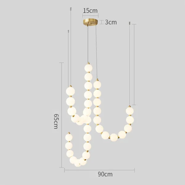 Exquisite Beaded Chandelier – Elegant LED Lighting in Metal and Acrylic (H65 cm)