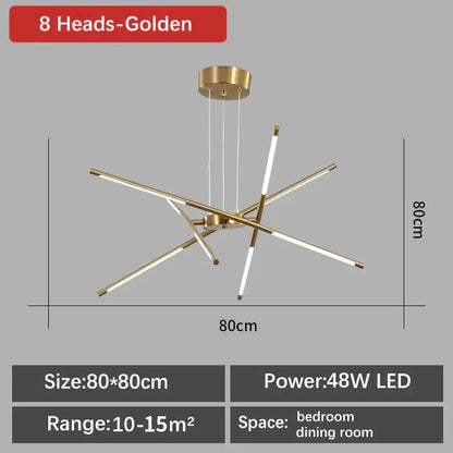 Chandelier Araignée Contemporain – Design Adjustable et Polyvalent avec 6 à 12 Lumières Éclairantes