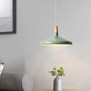 Fancy French macaron cone pendant – Elegant aluminum and wood lamp for a stylish touch