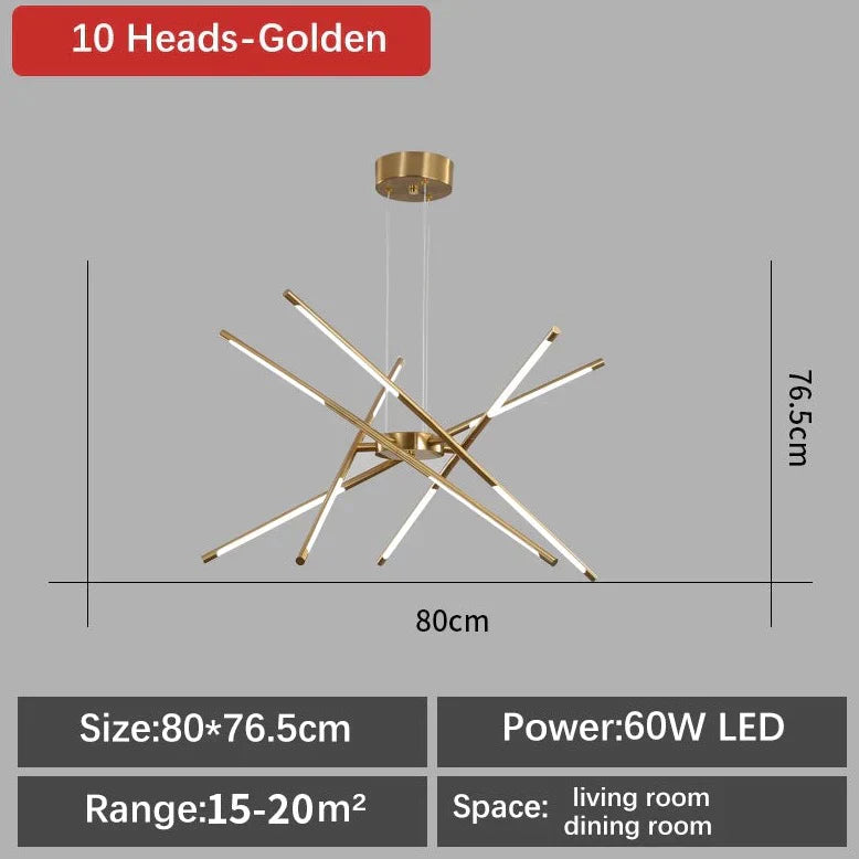 Chandelier Araignée Contemporain – Design Adjustable et Polyvalent avec 6 à 12 Lumières Éclairantes