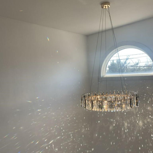 Elegant K9 crystal chandelier – Dazzling rose gold LED light with dimmable function (Available in different sizes)