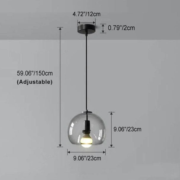 Suspension en verre soufflé gris élégant – Lampe réglable en hauteur pour sublimer votre espace