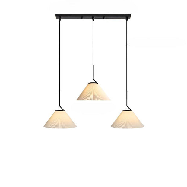 Scandinavian elegance: Cream fabric LED pendant light with Nordic pleated design