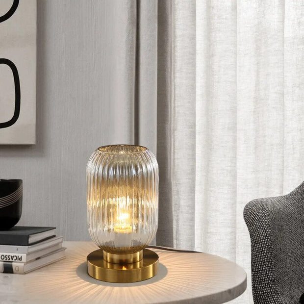 Elegant Nordic glass table lamp – Illuminate your space with modern elegance and a soft LED glow