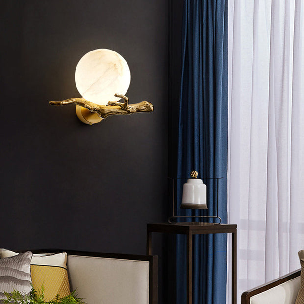 Elegant LED Wall Light in Marble and Copper – Stylish Lighting for Your Living Room and Bedroom